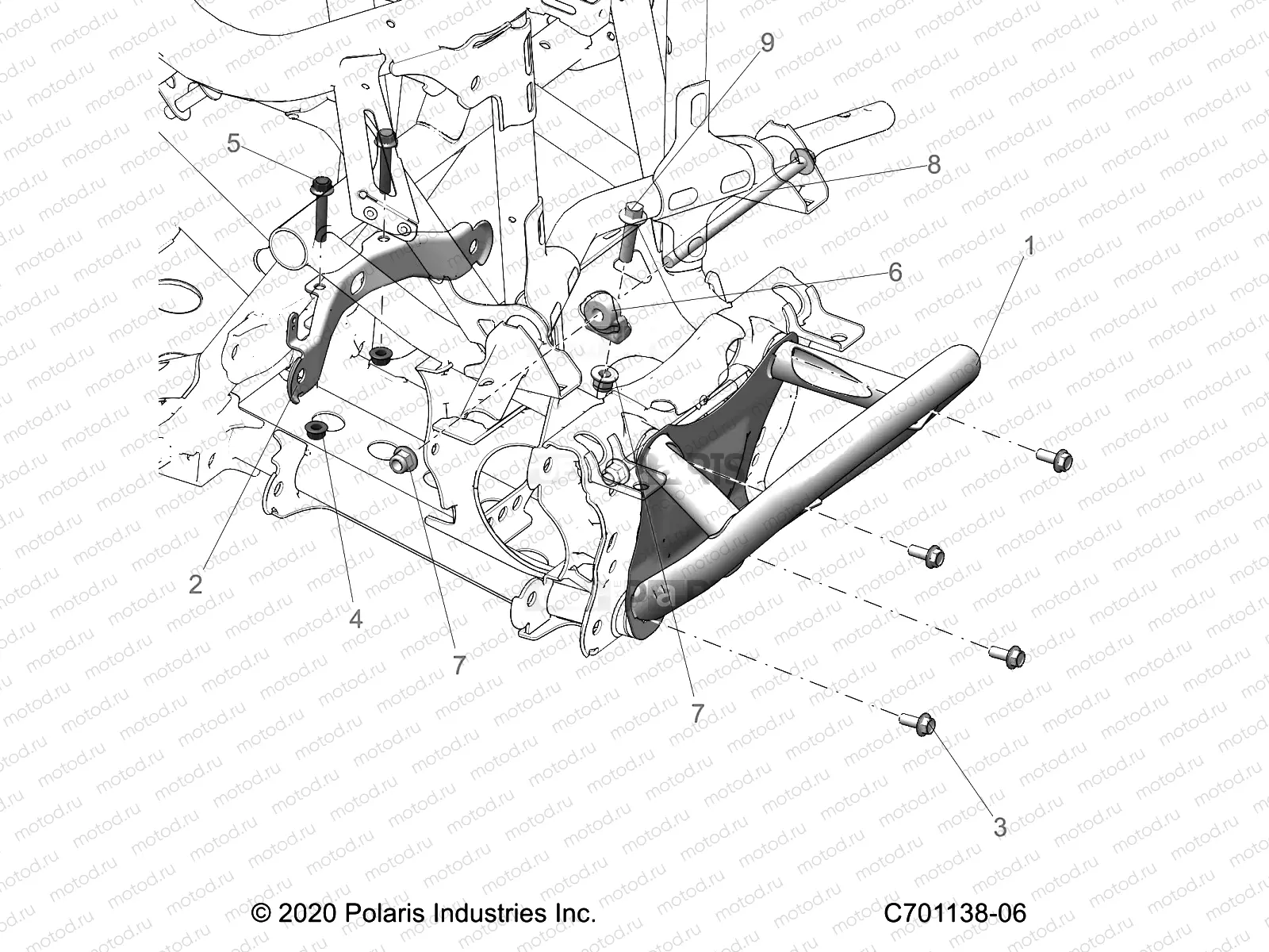 CHASSIS | CHASSIS, MOUNTING, FRONT GEARCASE AND BUMPER MOUNTING - Z23G4E92AL/BL (C701138-06)