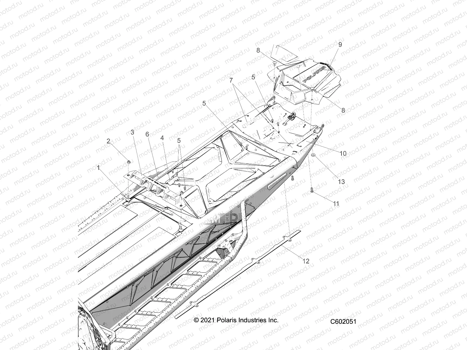 CHASSIS | CHASSIS, REAR, MISC. COVERS AND SNOWFLAP - S22TFG8MS/8ME ALL OPTIONS (C602051)