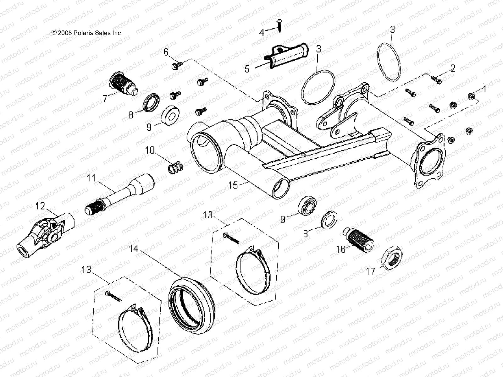CHASSIS | CHASSIS, REAR SWING ARM - A14PB20AF (49ATVSWINGARMRR07PHX)