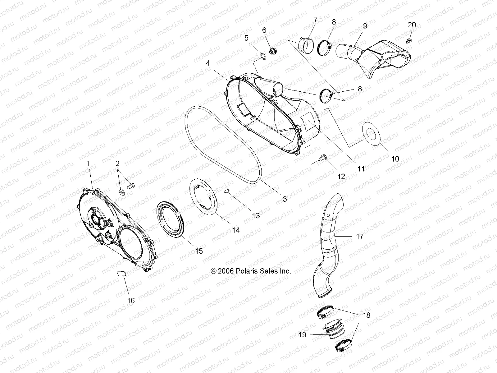 CLUTCH | CLUTCH, COVER and DUCTING - A07MH76FA (49ATVCLUTCHCVR800EFI)
