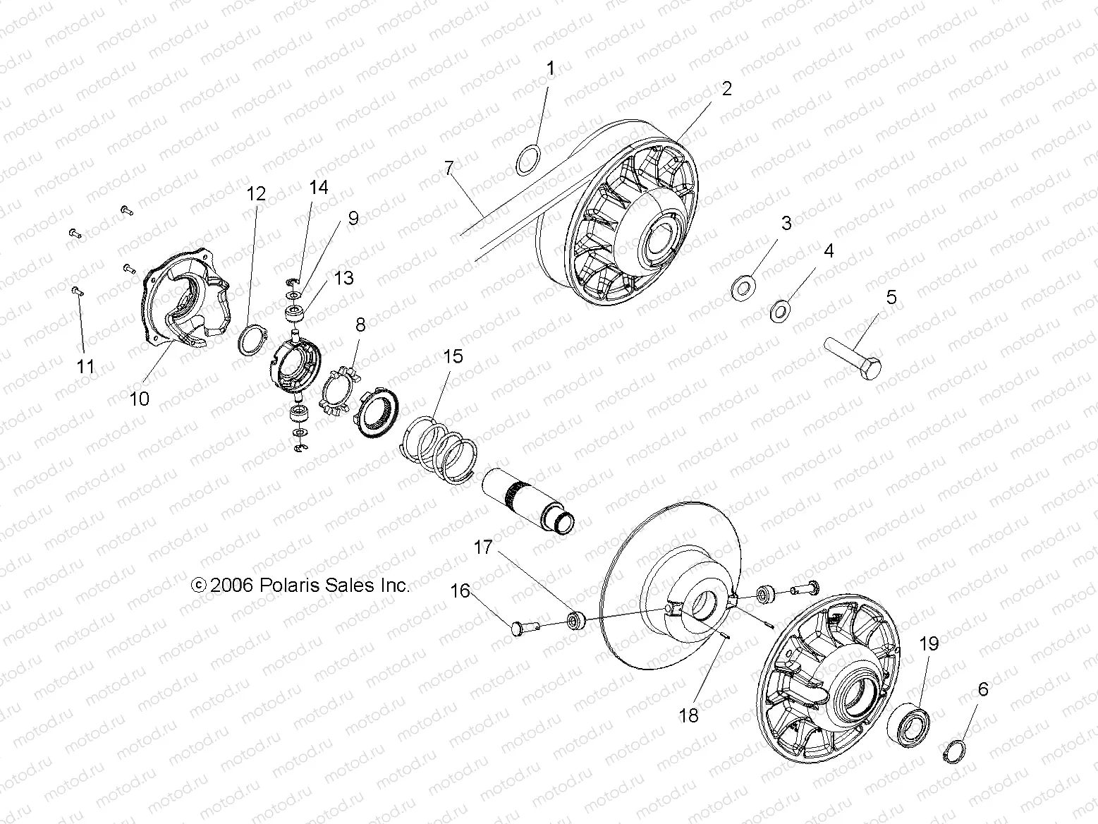 CLUTCH | CLUTCH, DRIVEN - A07TN50AF/AS/AU (49ATVCLUTCHDRIVENX2500EFI)