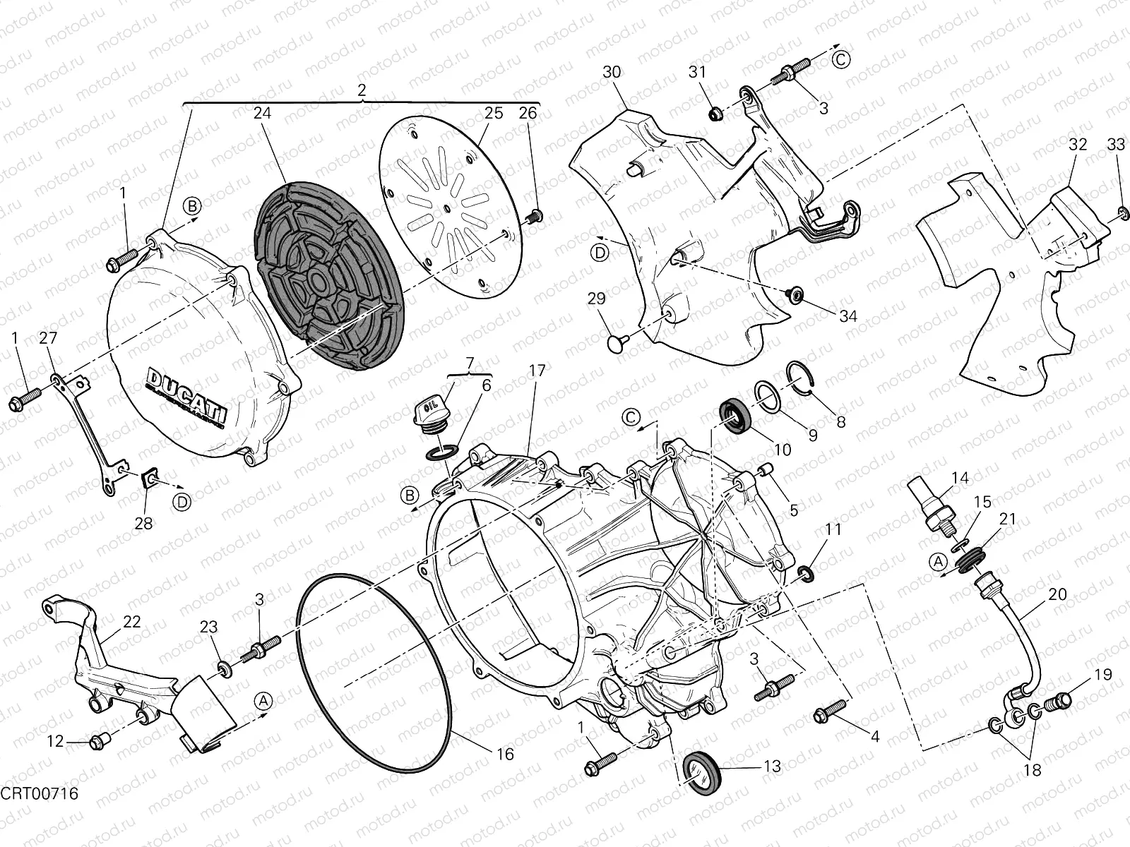 CLUTCH - SIDE CRANKCASE COVER [MOD:959CORSE;XST:BLG,EUR,GSO,JAP]
