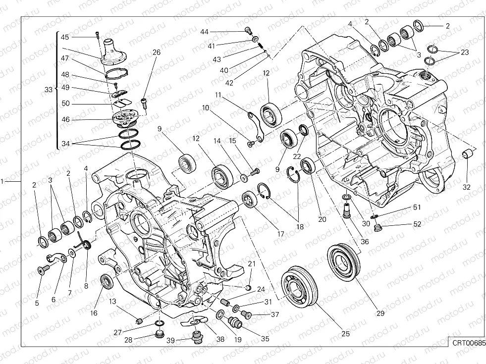 COMPLETE HALF-CRANKCASES PAIR [MOD:SCR800C]