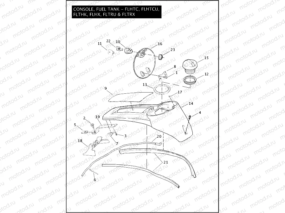 CONSOLE, FUEL TANK - FLHTC, FLHTCU, FLHTK, FLHX, FLTRU & FLTRX