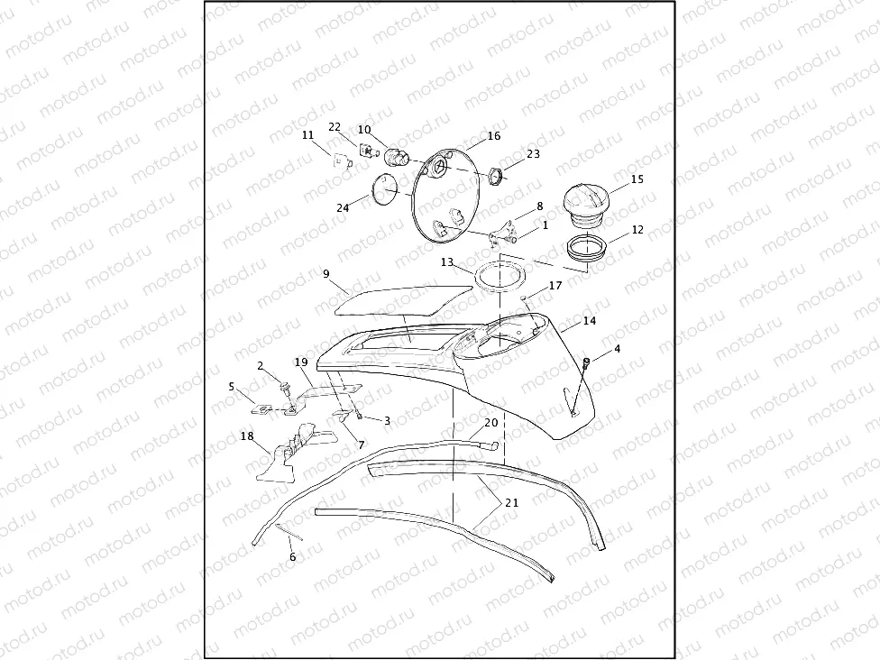 CONSOLE, FUEL TANK - FLHTC, FLHTCU, FLHTK, FLHX, FLTRU & FLTRX