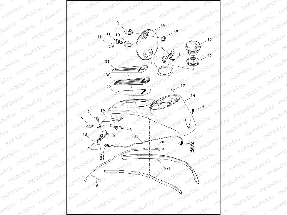 CONSOLE, FUEL TANK - FLHTCU, FLHTCUL, FLHTK, FLHTKL, FLHX, FLHXS, FLTRX & FLTRXS (1 OF 2)