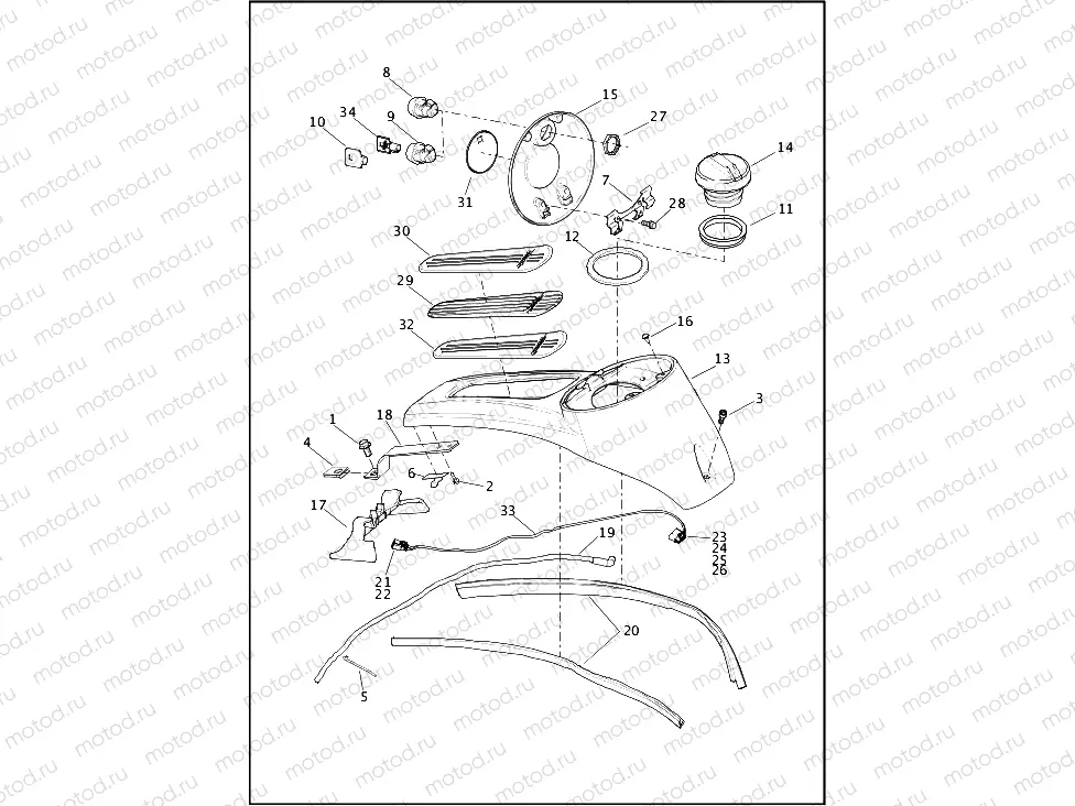 CONSOLE, FUEL TANK - FLHTCU, FLHTK, FLHTKL, FLHX, FLHXS, FLTRU, FLTRX AND FLTRXS (3 OF 3)