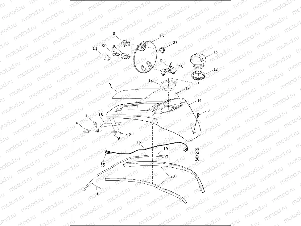 CONSOLE, FUEL TANK - FLHTP