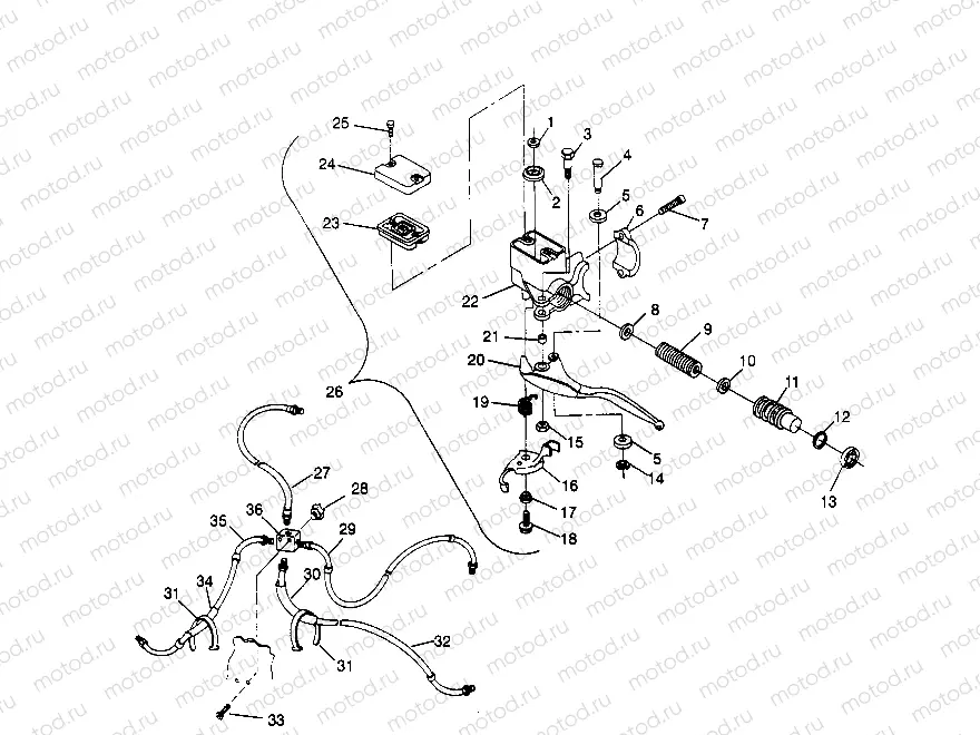 CONTROLS - MASTER CYLINDER/BRAKE LINE  2X4 300 W957530 (4930053005B009) | CONTROLS - MASTER CYLINDER/BRAKE LINE  2X4 300 W957530 (4930053005B009)