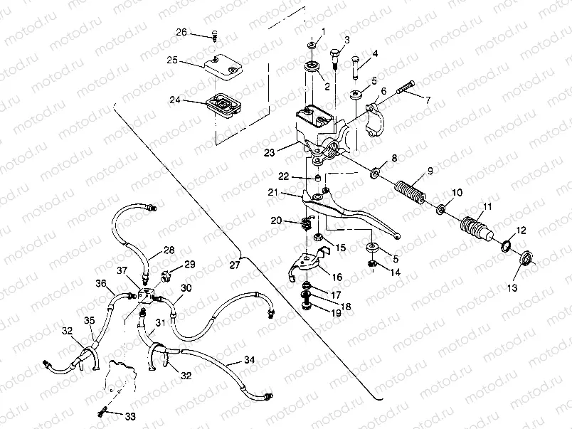 CONTROLS - MASTER CYLINDER/BRAKE LINE  2x4 400L W957540 (4930093009B008) | CONTROLS - MASTER CYLINDER/BRAKE LINE  2x4 400L W957540 (4930093009B008)