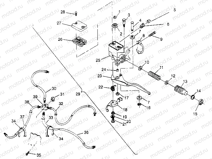 CONTROLS - MASTER CYLINDER/BRAKE LINE 6x6 400L - U.S.  W958740 | CONTROLS - MASTER CYLINDER/BRAKE LINE 6x6 400L - U.S.  W958740, SWEDISH  S9 (4930273027C001)