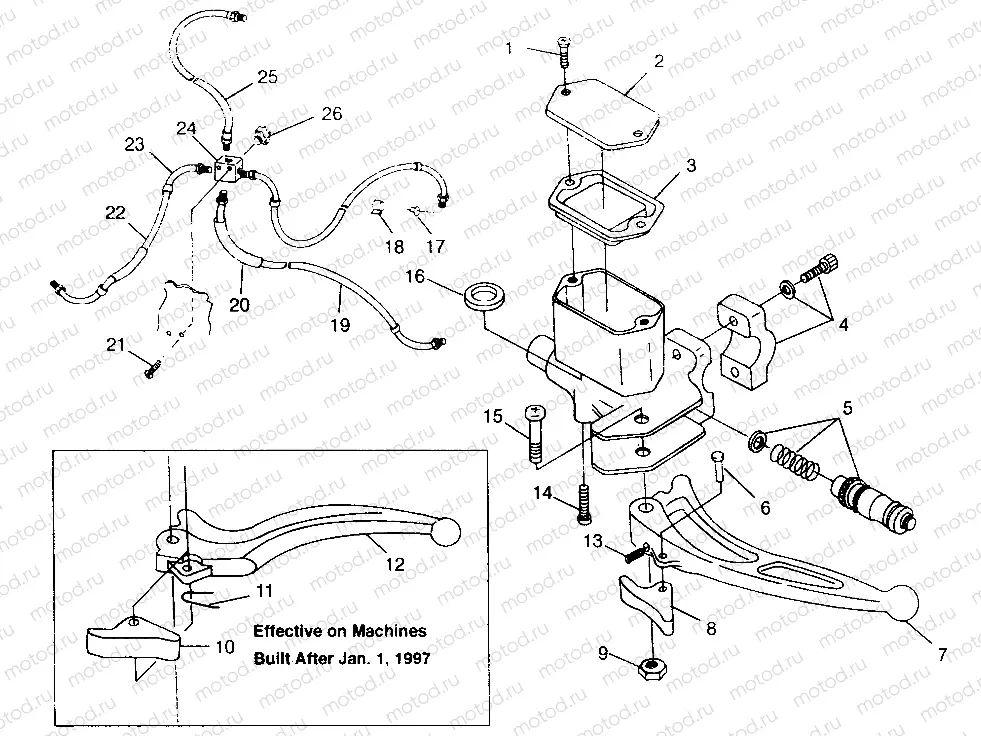 CONTROLS - MASTER CYLINDER/BRAKE LINE BIG BOSS 6X6 400L W97AE38A (4940814081B013) | CONTROLS - MASTER CYLINDER/BRAKE LINE BIG BOSS 6X6 400L W97AE38A (4940814081B013)