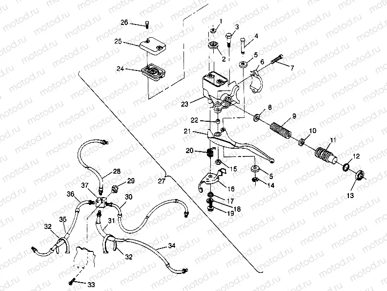 CONTROLS - MASTER CYLINDER/BRAKE LINE Sport 400L W958540 (4930133013B009) | CONTROLS - MASTER CYLINDER/BRAKE LINE Sport 400L W958540 (4930133013B009)