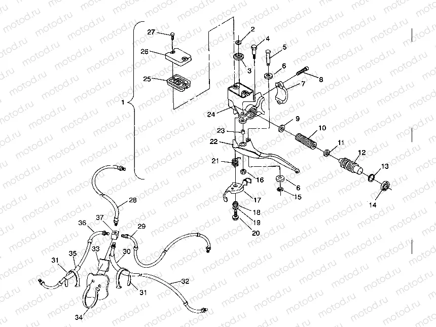 CONTROLS - MASTER CYLINDER/BRAKE LINE Sportsman 4X4 / W938039 (4926382638021A) | CONTROLS - MASTER CYLINDER/BRAKE LINE Sportsman 4X4 / W938039 (4926382638021A)