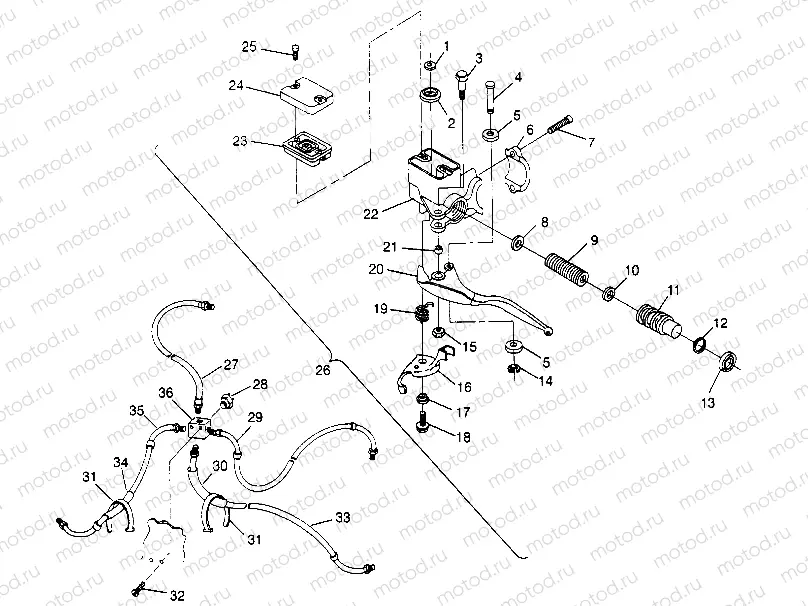 CONTROLS - MASTER CYLINDER/BRAKE LINE Sportsman 4x4 W948040 (4926842684B011) | CONTROLS - MASTER CYLINDER/BRAKE LINE Sportsman 4x4 W948040 (4926842684B011)
