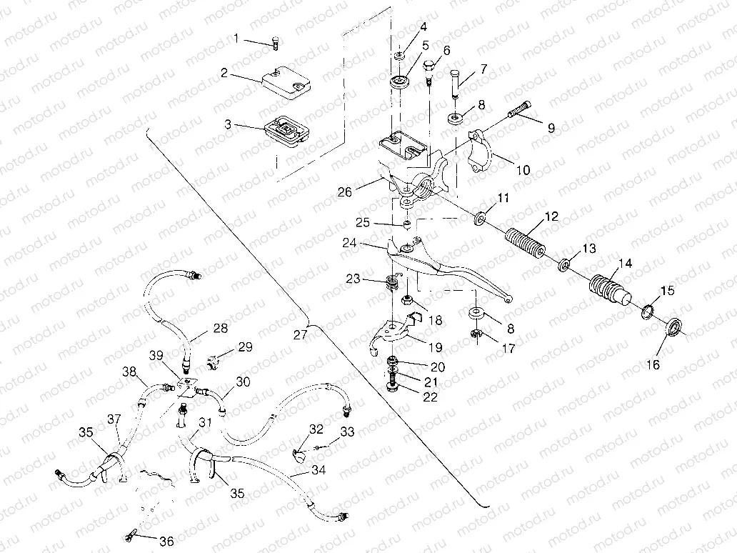 CONTROLS - MASTER CYLINDER/BRAKE LINE Sportsman 4x4 W968040 (4935943594B010) | CONTROLS - MASTER CYLINDER/BRAKE LINE Sportsman 4x4 W968040 (4935943594B010)