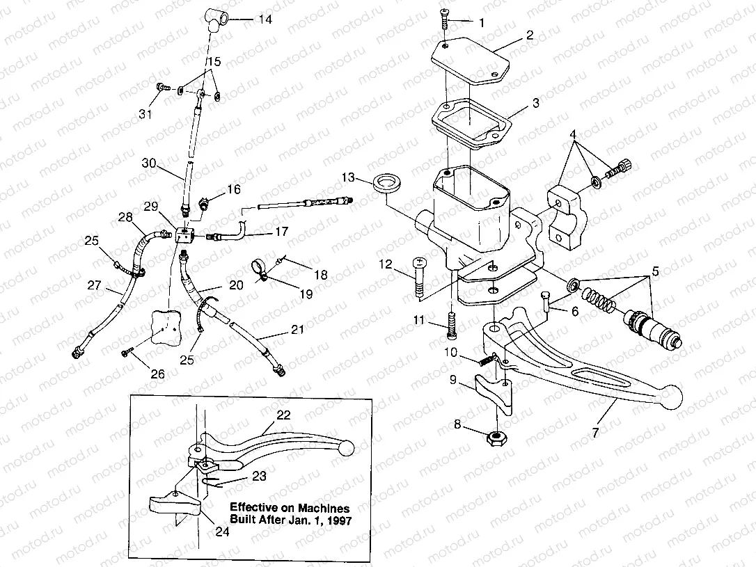 CONTROLS - MASTER CYLINDER/BRAKE LINE  SPORTSMAN 500 W97CH50A (4939993999B010) | CONTROLS - MASTER CYLINDER/BRAKE LINE  SPORTSMAN 500 W97CH50A (4939993999B010)