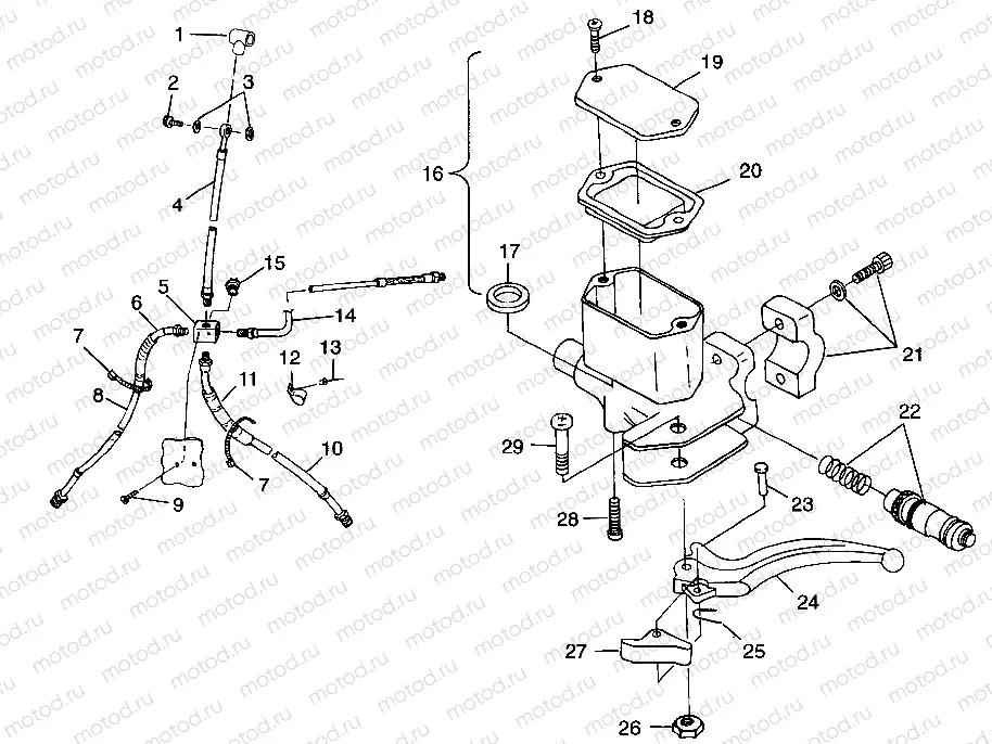 CONTROLS-MASTER CYLINDER/BRAKE LINE XPLORER 400L W98CC38C (4945414541B009) | CONTROLS-MASTER CYLINDER/BRAKE LINE XPLORER 400L W98CC38C (4945414541B009)