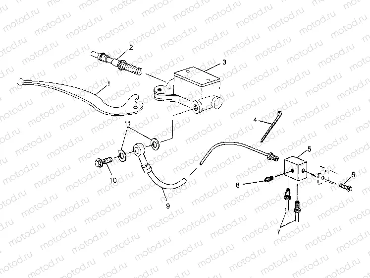 CONTROLS - RH MASTER  CYLINDER/BRAKE LINE 6x6 400L - U.S.  W958740 | CONTROLS - RH MASTER  CYLINDER/BRAKE LINE 6x6 400L - U.S.  W958740, SWEDISH (4930273027C002)
