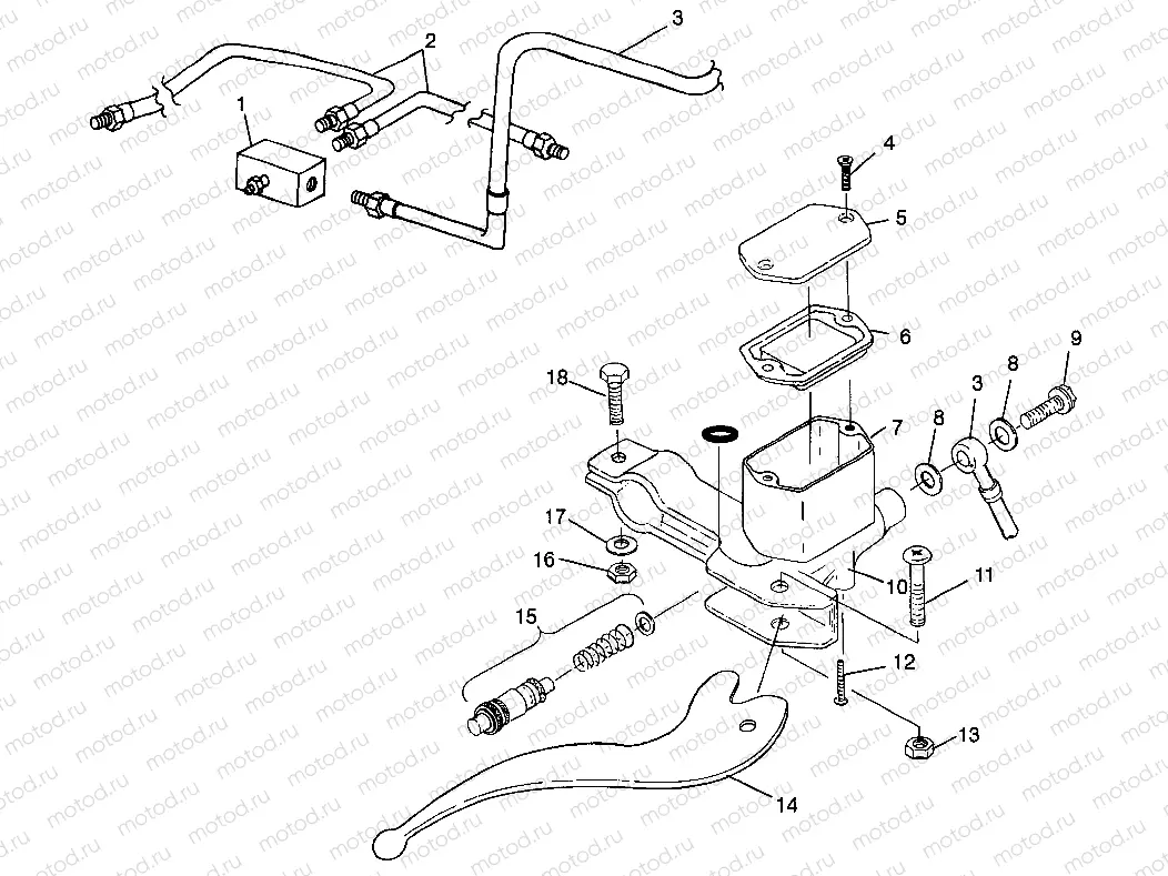 CONTROLS - RH MASTER CYLINDER/BRAKE LINE BIG BOSS 6X6 400L W97AE38A (4940814081B014) | CONTROLS - RH MASTER CYLINDER/BRAKE LINE BIG BOSS 6X6 400L W97AE38A (4940814081B014)