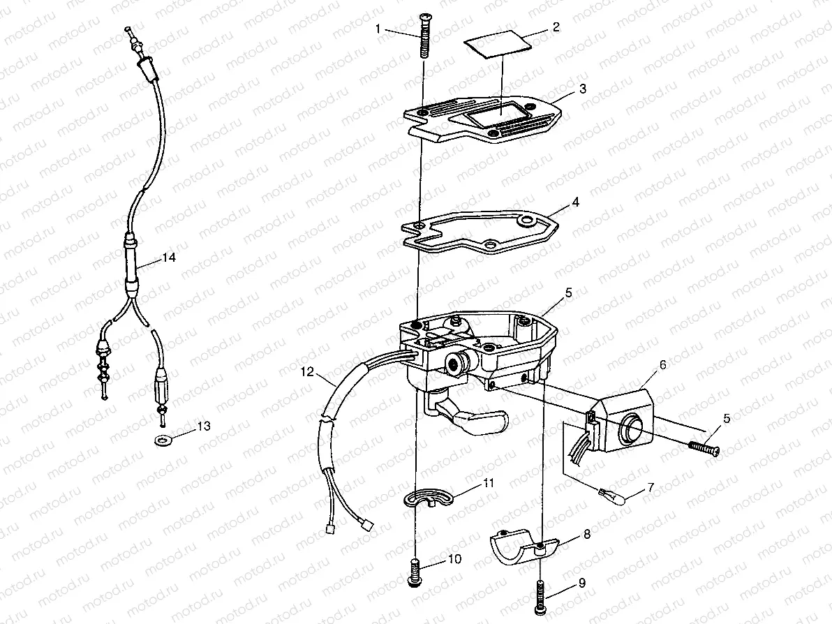 CONTROLS - THROTTLE ASM./CABLE Scrambler 400 W98BC38C (4947254725B011) | CONTROLS - THROTTLE ASM./CABLE Scrambler 400 W98BC38C (4947254725B011)