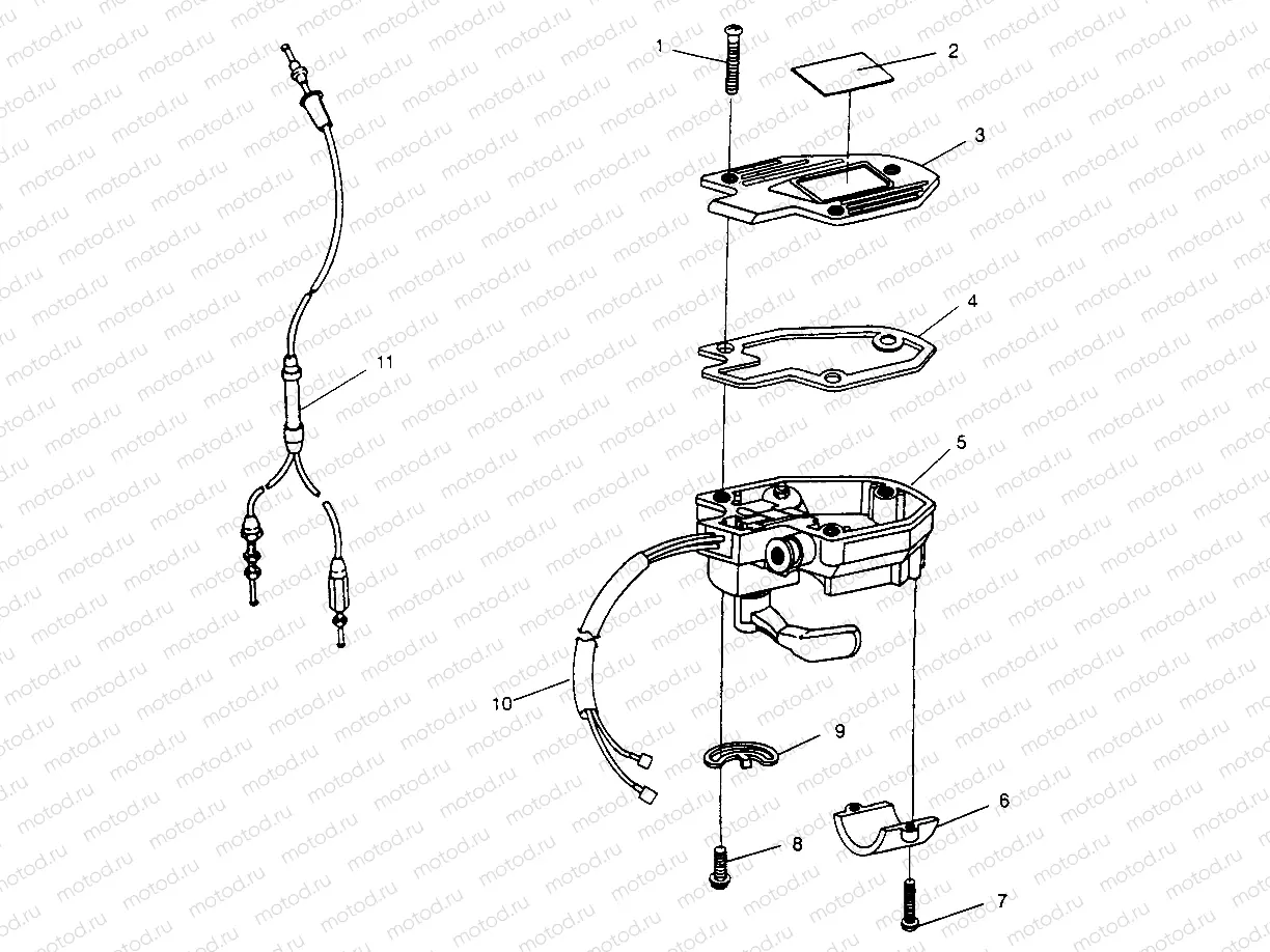 CONTROLS - THROTTLE ASM./CABLE Trail Boss W968527 (4935883588B007) | CONTROLS - THROTTLE ASM./CABLE Trail Boss W968527 (4935883588B007)