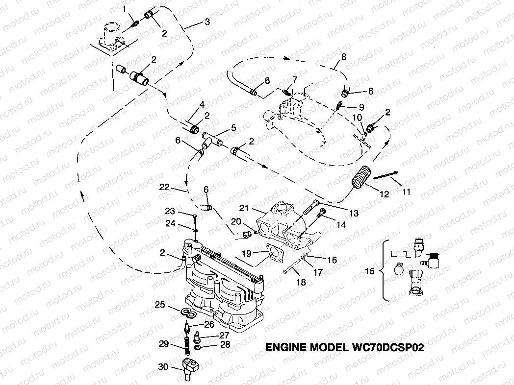 COOLING SYSTEM - ENGINE MODEL WC70DCSP02 SLT 700 B964166 and  Intl. SLT 700 (4933923392B07A) | COOLING SYSTEM - ENGINE MODEL WC70DCSP02 SLT 700 B964166 and  Intl. SLT 700 (4933923392B07A)