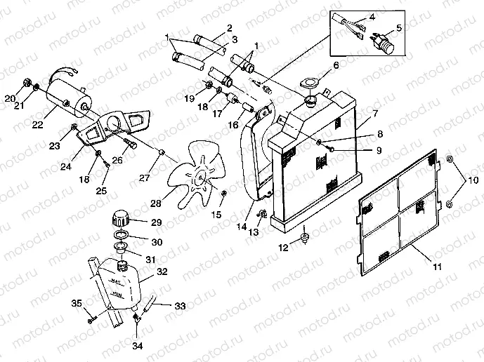COOLING SYSTEM  XPLORER 500 W97CD50A (4941354135A013) | COOLING SYSTEM  XPLORER 500 W97CD50A (4941354135A013)