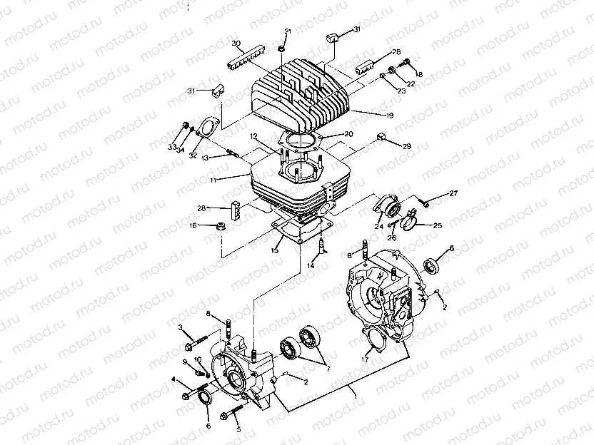 CRANKCASE and CYLINDER  250 4X4 - Update (4919791979041A) | CRANKCASE and CYLINDER  250 4X4 - Update (4919791979041A)