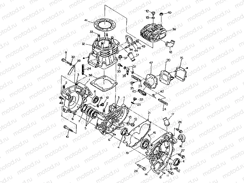 CRANKCASE and CYLINDER 350 2X4 / W927539 (4922882288031A) | CRANKCASE and CYLINDER 350 2X4 / W927539 (4922882288031A)