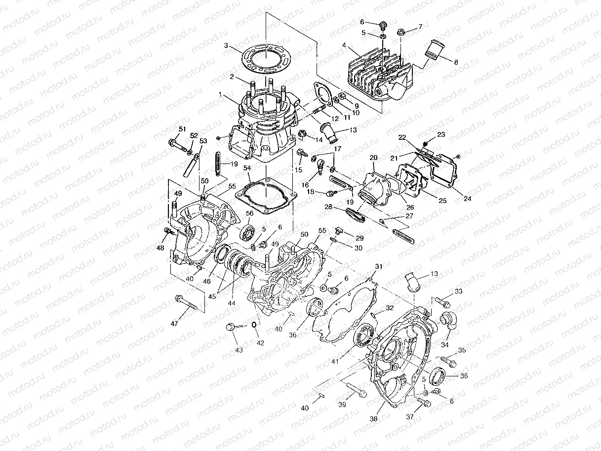CRANKCASE and CYLINDER 6x6 400L | CRANKCASE and CYLINDER 6x6 400L, SWEDISH S948740 and  NORWEGIAN N948740 (4926812681047A)