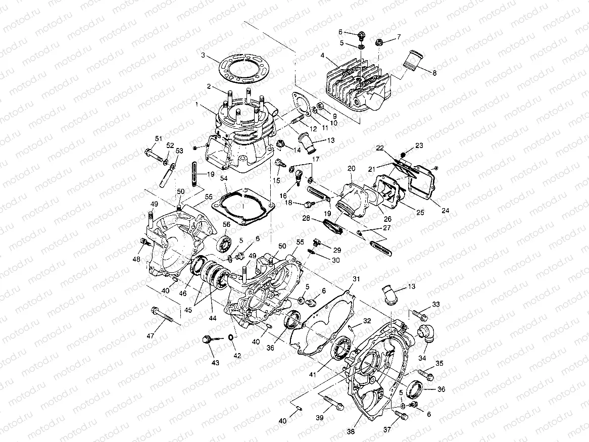 CRANKCASE and CYLINDER 6x6 400L - U.S.  W958740 | CRANKCASE and CYLINDER 6x6 400L - U.S.  W958740, SWEDISH  S958740 and NORWE (4930273027D012)
