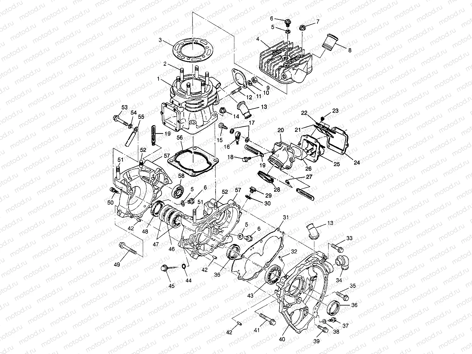 CRANKCASE and CYLINDER 6X6 400L W968740 and 6X6 400L Norwegian N968740 (4935963596D009) | CRANKCASE and CYLINDER 6X6 400L W968740 and 6X6 400L Norwegian N968740 (4935963596D009)