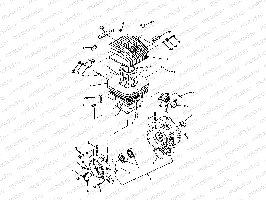 CRANKCASE and CYLINDER ASSEMBLY 250 6x6 / W928727 (4922842284043A) | CRANKCASE and CYLINDER ASSEMBLY 250 6x6 / W928727 (4922842284043A)