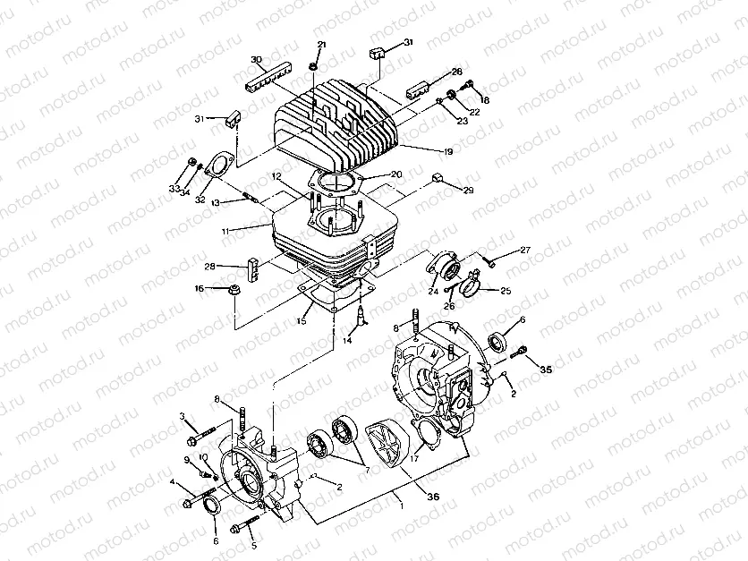 CRANKCASE and CYLINDER ASSEMBLY Trail Blazer / W927221 (4922852285031A) | CRANKCASE and CYLINDER ASSEMBLY Trail Blazer / W927221 (4922852285031A)