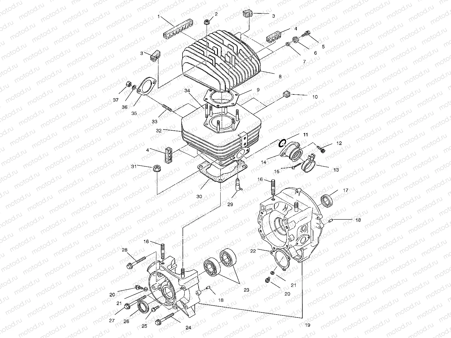 CRANKCASE and CYLINDER (BLAZER) - W967827 (4935863586C012) | CRANKCASE and CYLINDER (BLAZER) - W967827 (4935863586C012)