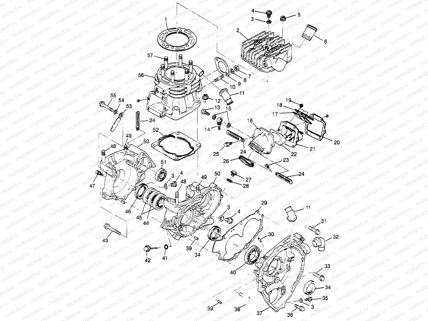 CRANKCASE and CYLINDER (SPORT) Sport 400L W97BA38C (4940124012C011) | CRANKCASE and CYLINDER (SPORT) Sport 400L W97BA38C (4940124012C011)
