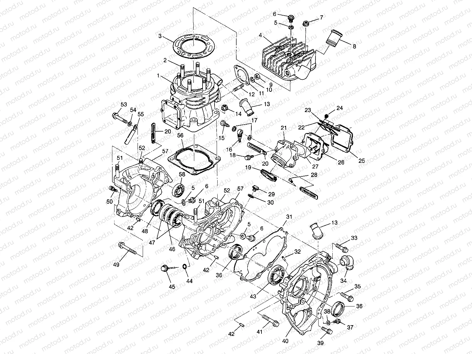 CRANKCASE and CYLINDER Sportsman 4x4 W968040 (4935943594D001) | CRANKCASE and CYLINDER Sportsman 4x4 W968040 (4935943594D001)