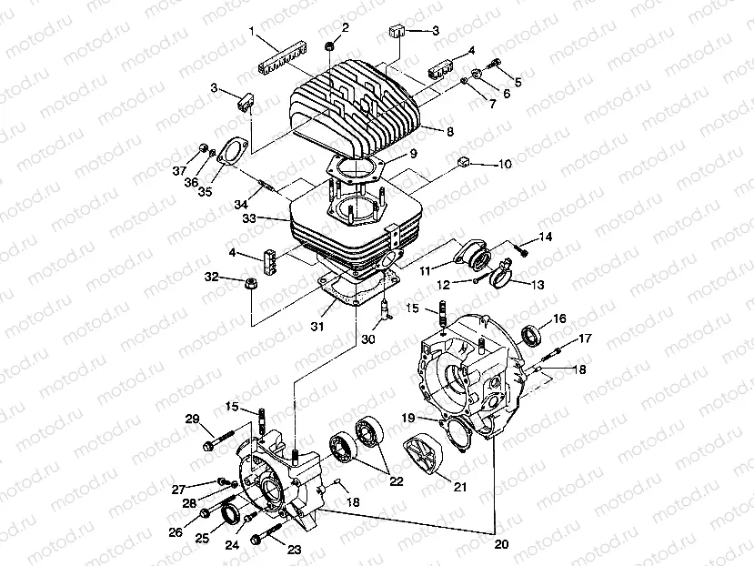 CRANKCASE and CYLINDER Trail Blazer W937221 (4924082408029A) | CRANKCASE and CYLINDER Trail Blazer W937221 (4924082408029A)