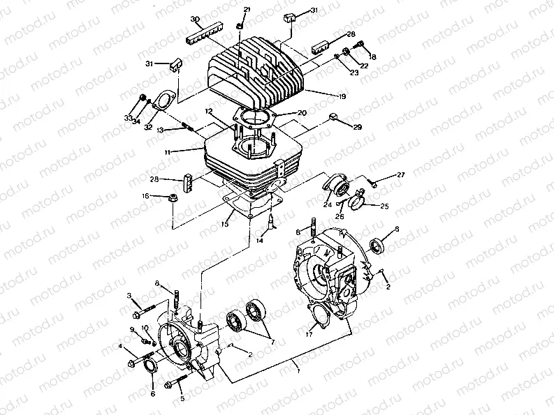 CRANKCASE and CYLINDER  Trail Boss - Update (4919771977033A) | CRANKCASE and CYLINDER  Trail Boss - Update (4919771977033A)