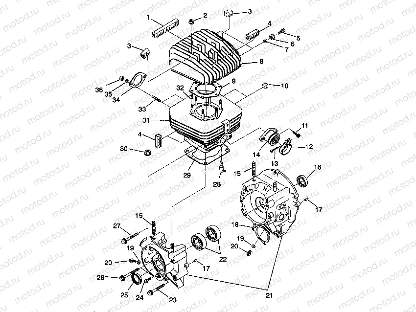CRANKCASE and CYLINDER Trail Boss W938527 (4924072407029A) | CRANKCASE and CYLINDER Trail Boss W938527 (4924072407029A)