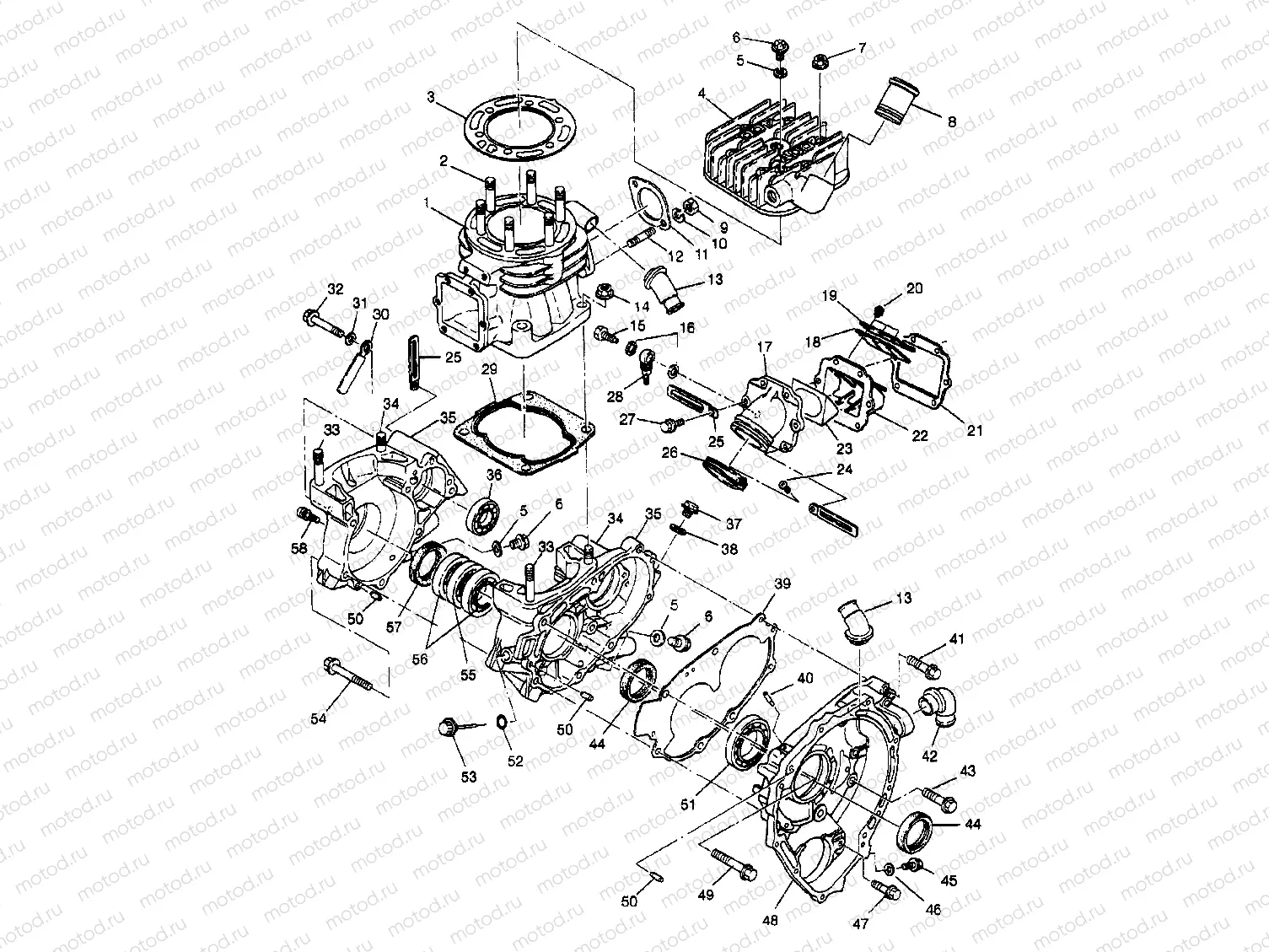 CRANKCASE and CYLINDER XPLORER 400L W969140 (4935983598C013) | CRANKCASE and CYLINDER XPLORER 400L W969140 (4935983598C013)