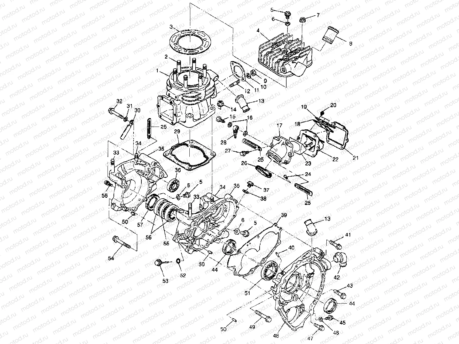 CRANKCASE and CYLINDER XPLORER 400L W97CC38C (4939753975C013) | CRANKCASE and CYLINDER XPLORER 400L W97CC38C (4939753975C013)