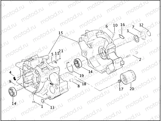 CRANKCASE AND ENGINE OIL FILTER - 1550 TWIN CAM 95B