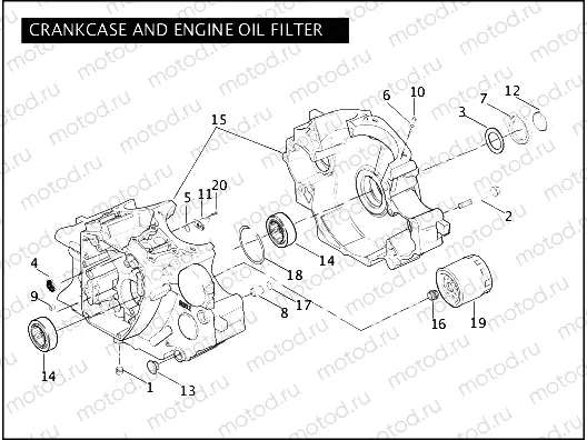 CRANKCASE AND ENGINE OIL FILTER - 1550 Twin Cam 95B