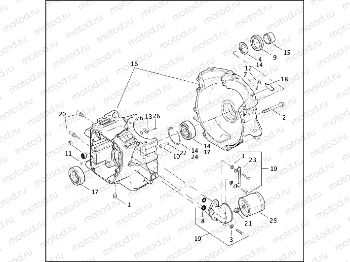 CRANKCASE AND ENGINE OIL FILTER -TWIN CAM 88â¢