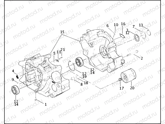 CRANKCASE AND ENGINE OIL FILTER - Twin Cam 88Bâ¢