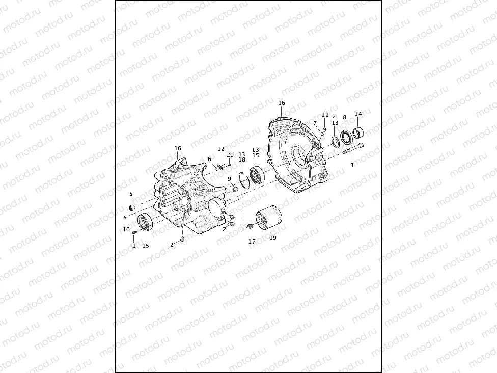 CRANKCASE AND ENGINE OIL FILTER - TWIN-COOLEDâ¢ TWIN CAM 103â¢