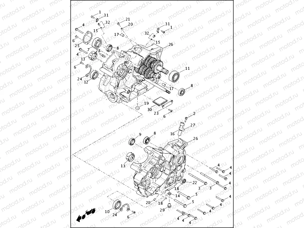 CRANKCASE AND GEARCASE
