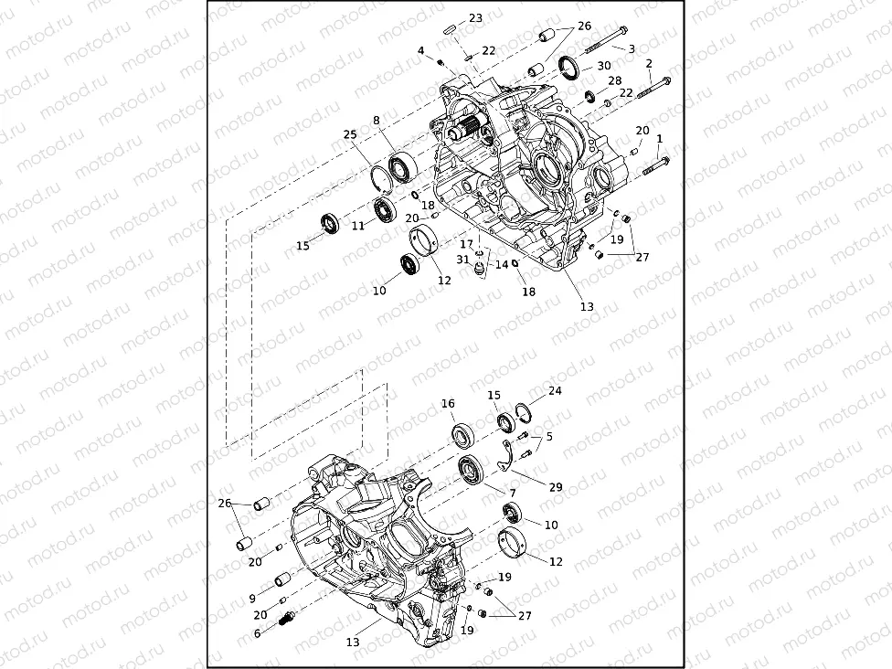 CRANKCASE AND GEARCASE